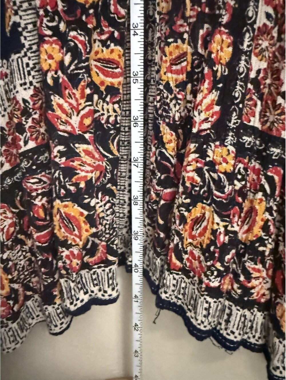 Nostalgia Midi Boho Dress Women's XL  Colorful Floral Long Sleeve - Picture 5 of 7